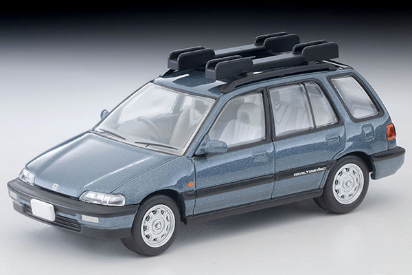 TomyTEC Tomica Limited Vintage NEO Honda Civic Shuttle RT X Blue 1990 w Figure and Mountain Bike LV-N297c 1/64 Diecast
