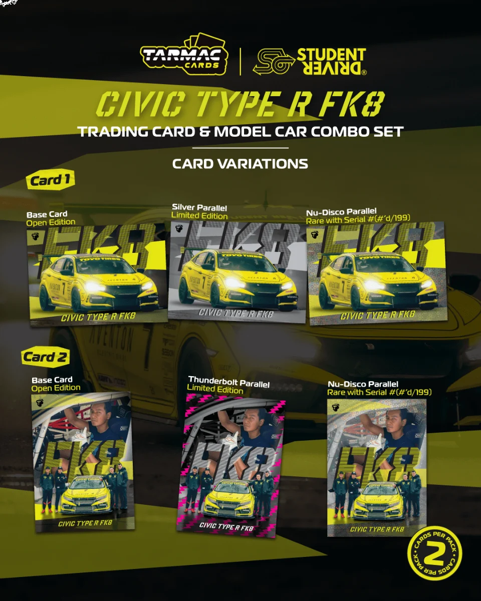 Tarmac Works Honda Civic TYPE R FK8 NASA Western Endurance Racing Championship 2022 Daniel Wu & Tarmac Cards Combo Set 1/64 Diecast