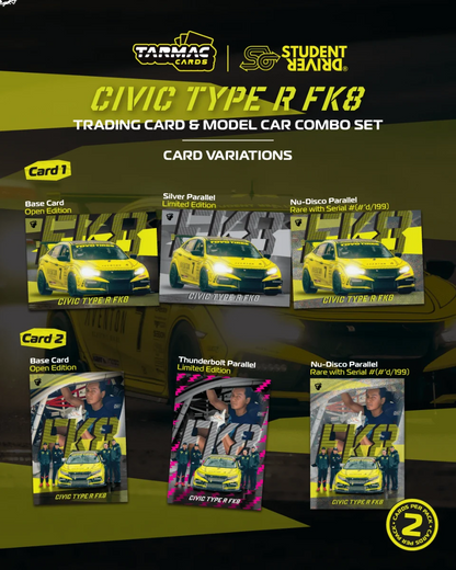 Tarmac Works Honda Civic TYPE R FK8 NASA Western Endurance Racing Championship 2022 Daniel Wu & Tarmac Cards Combo Set 1/64 Diecast