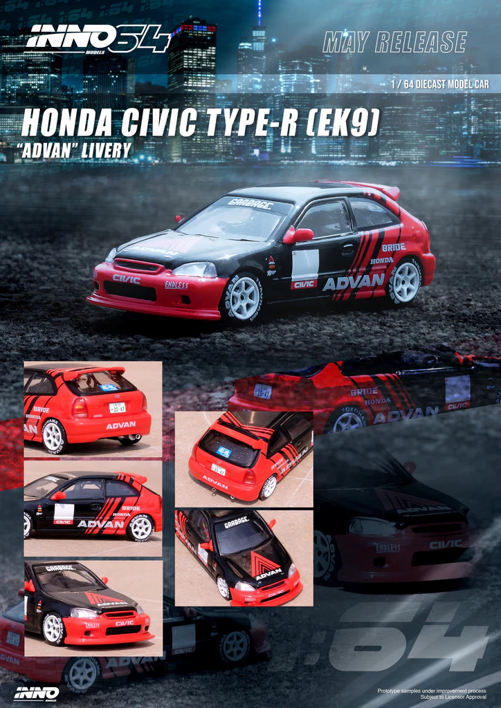 Inno64 Honda Civic Type-R EK9 Advan IN64-EK9-AD 1/64 Die Cast