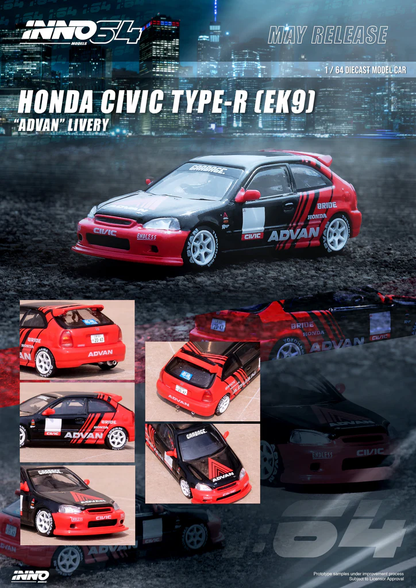 Inno64 Honda Civic Type-R EK9 Advan IN64-EK9-AD 1/64 Die Cast