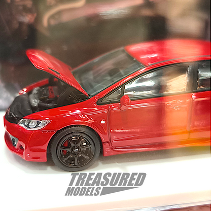 MotorHelix Honda Civic Type-R FD2 Mugen RR Red M65410 1/64 Die Cast