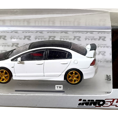 Inno64 Honda Civic Type-R FD2 Whihte w Carbon Bonnet and Roof Top Hong Kong Special Model IN64-FD2-WHIHKS 1/64 Diecast