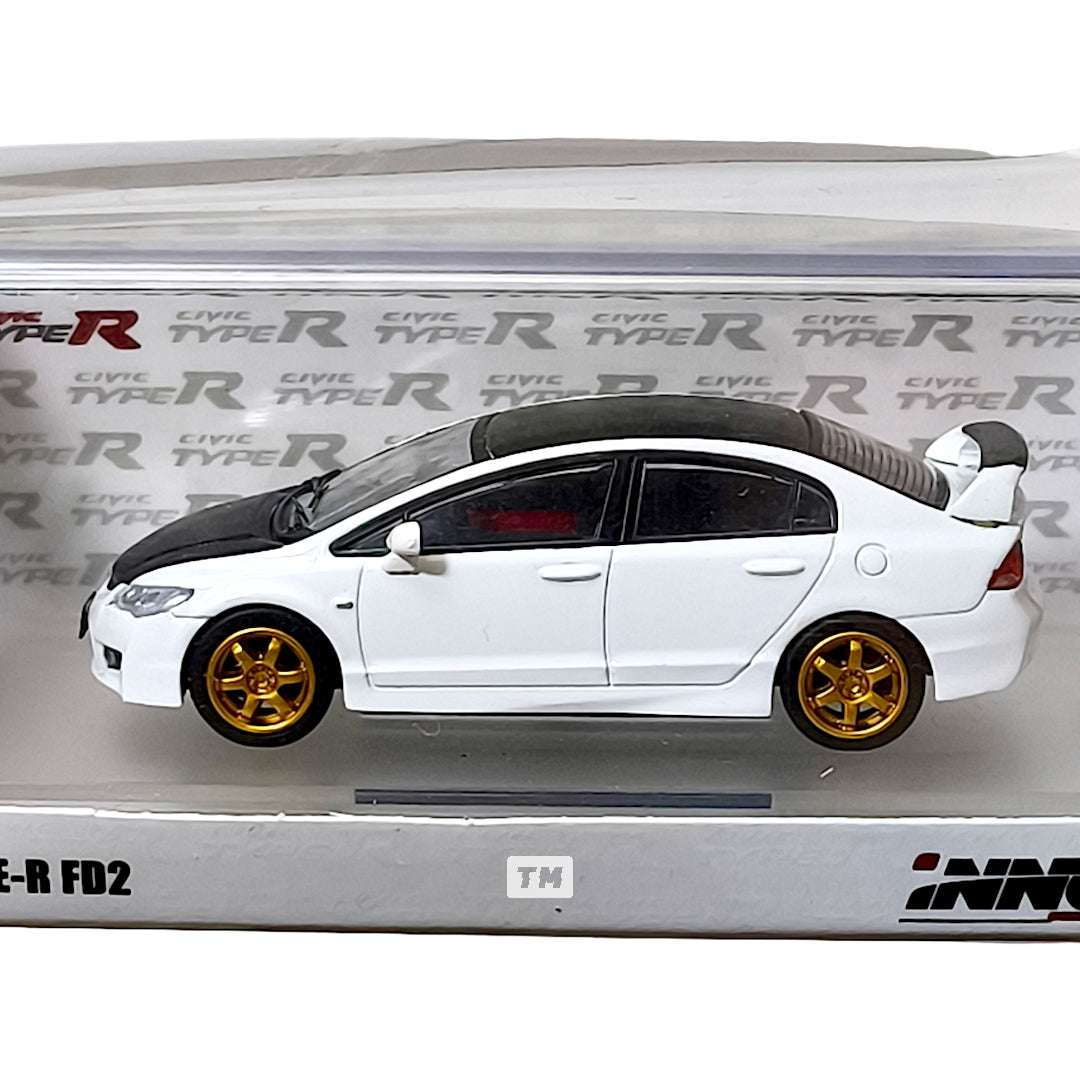 Inno64 Honda Civic Type-R FD2 Whihte w Carbon Bonnet and Roof Top Hong Kong Special Model IN64-FD2-WHIHKS 1/64 Diecast