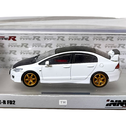 Inno64 Honda Civic Type-R FD2 Whihte w Carbon Bonnet and Roof Top Hong Kong Special Model IN64-FD2-WHIHKS 1/64 Diecast