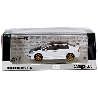 Inno64 Honda Civic Type-R FD2 Whihte w Carbon Bonnet and Roof Top Hong Kong Special Model IN64-FD2-WHIHKS 1/64 Diecast