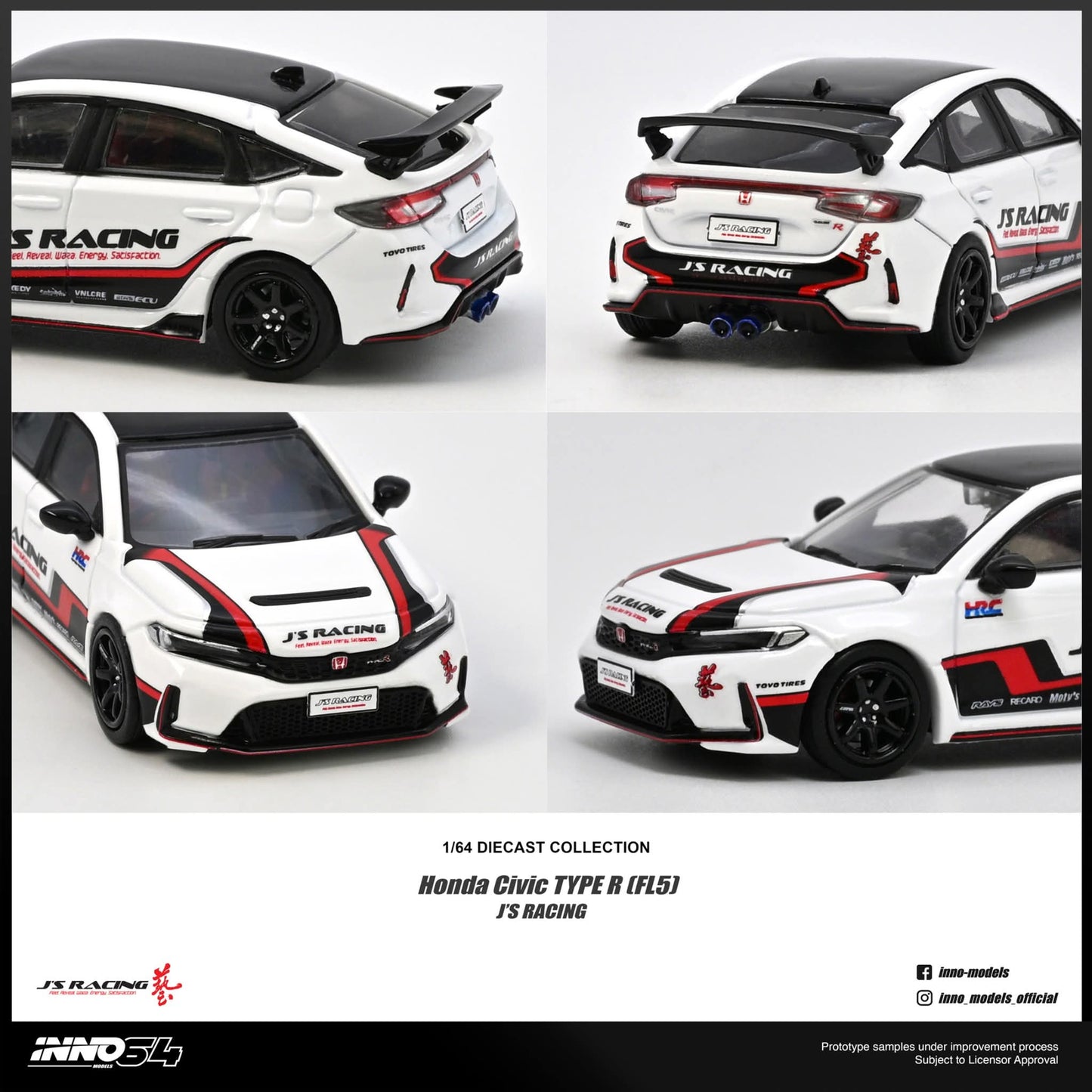[Pre-Order] Inno64 Honda Civic Type R FL5 J'S Racing IN64-FL5JS-WHI 1/64 Diecast