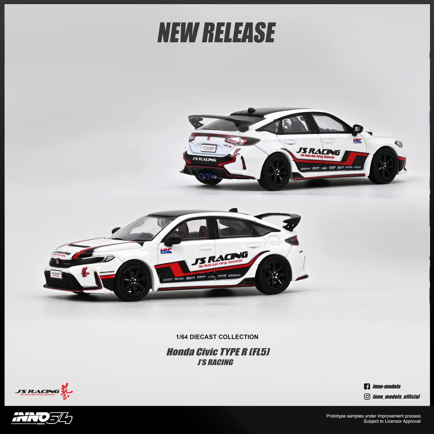 [Pre-Order] Inno64 Honda Civic Type R FL5 J'S Racing IN64-FL5JS-WHI 1/64 Diecast
