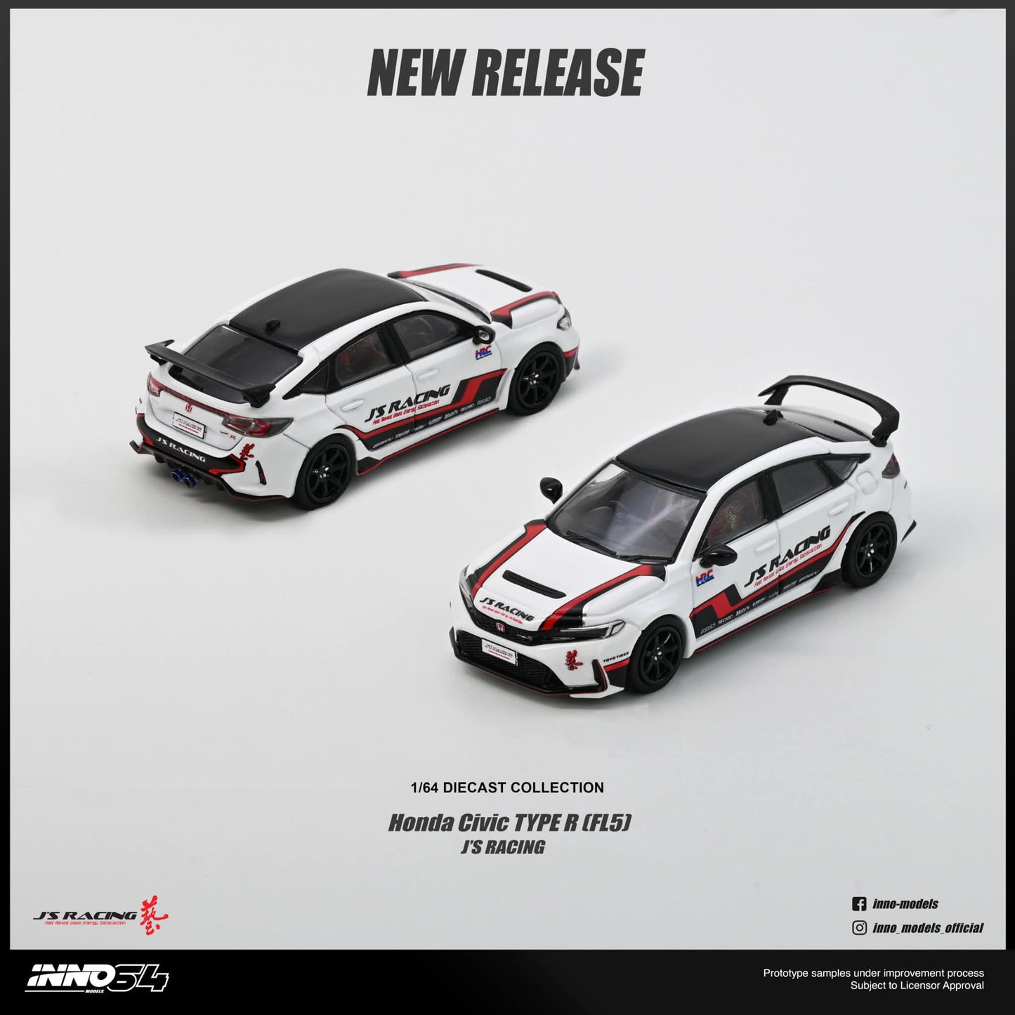 [Pre-Order] Inno64 Honda Civic Type R FL5 J'S Racing IN64-FL5JS-WHI 1/64 Diecast