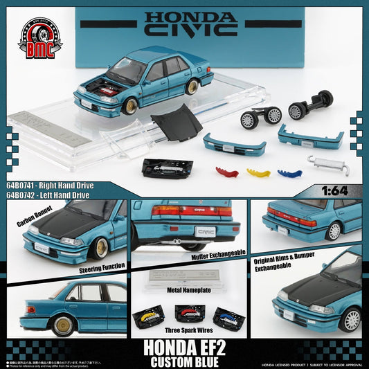 BM Creations Honda EF2 Custom Blue 64B0471 1/64 Diecast