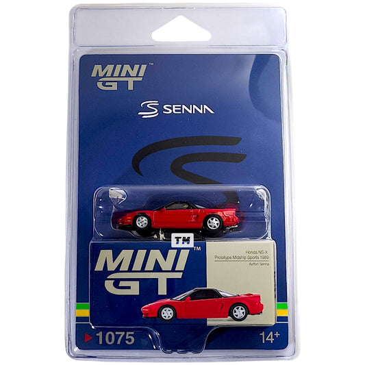 Mini GT Honda NS-X Prototype Midship Sports 1989 Ayrton Senna w Figure Blister Packaging MGT01075-BL 1/64 Diecast