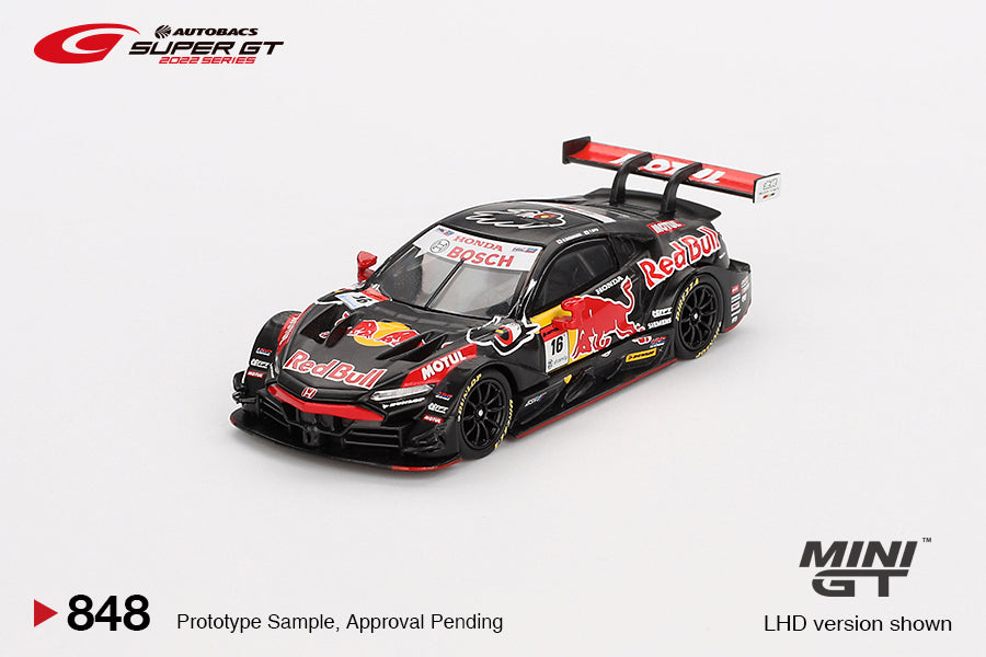 Mini GT Honda NSX-GT TYPE S GT500 #16 Red Bull MOTUL MUGEN NSX-GT TEAM Red Bull MUGEN 2022 SUPER GT SERIES MGT00848 1/64 Diecast