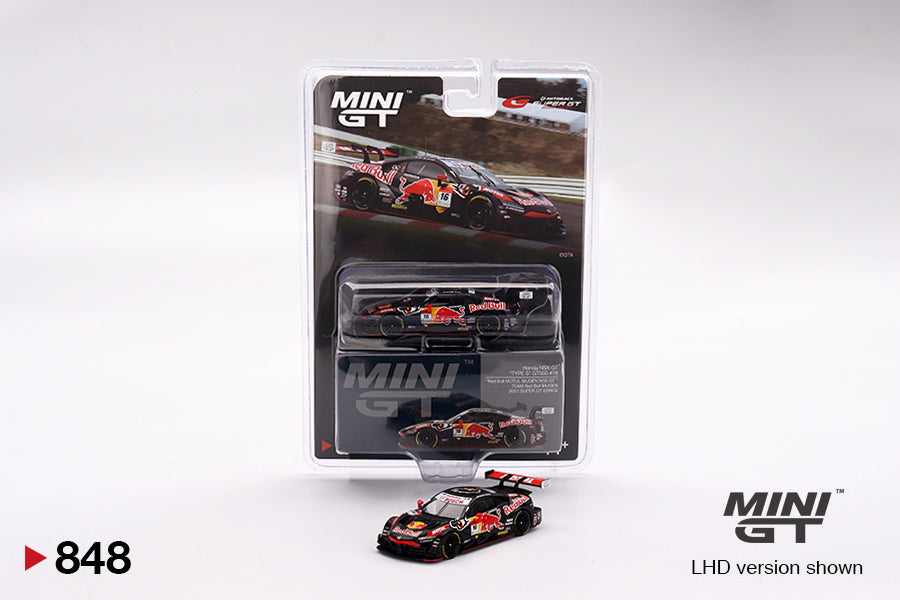 Mini GT Honda NSX-GT TYPE S GT500 #16 Red Bull MOTUL MUGEN NSX-GT TEAM Red Bull MUGEN 2022 SUPER GT SERIES MGT00848 1/64 Diecast