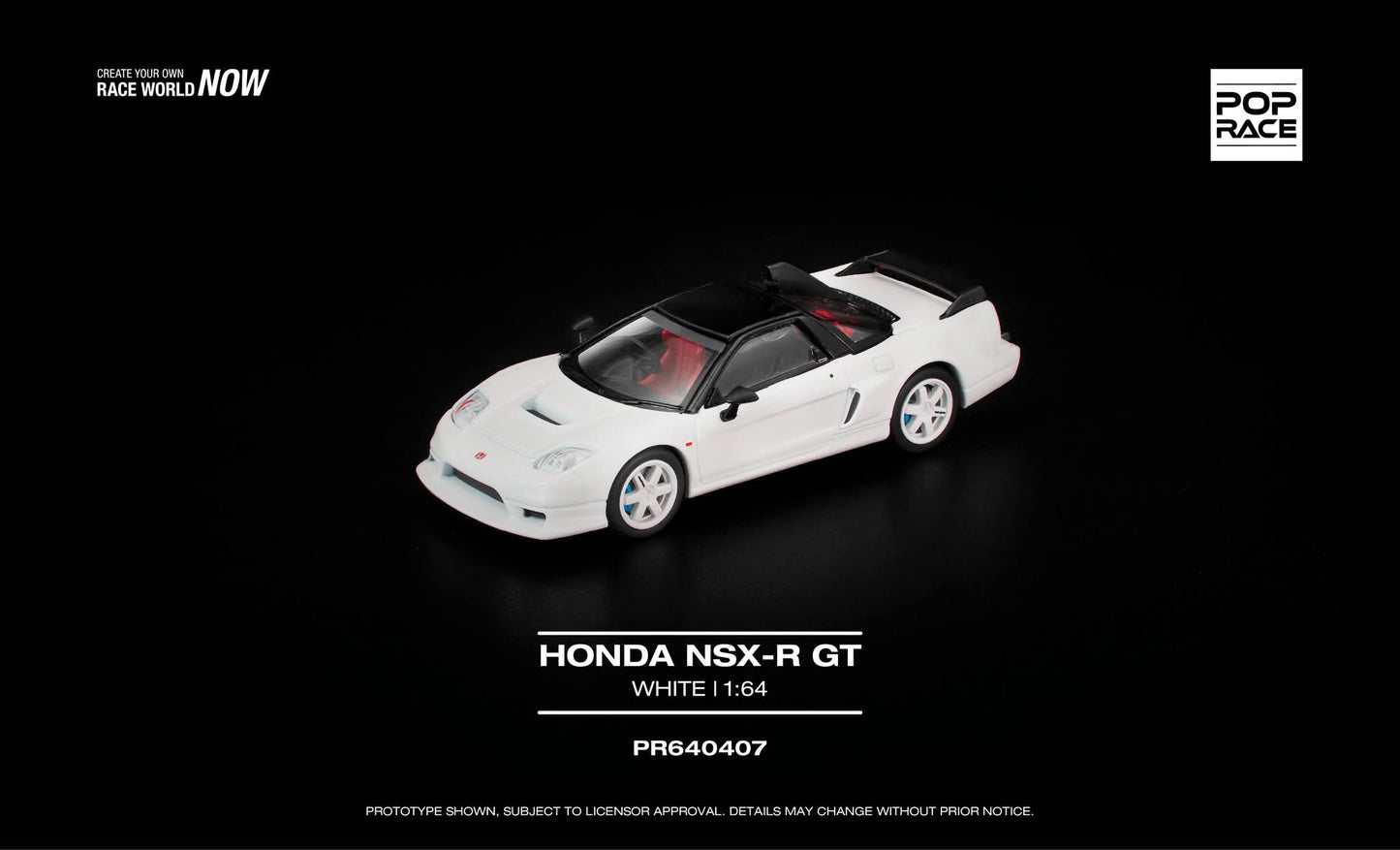 [Pre-Order] Pop Race Honda NSX-R GT White PR640407 1/64 Diecast