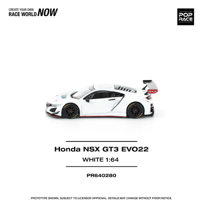 Pop Race Honda NSX GT3 EVO22 White PR640280 1/64 Diecast
