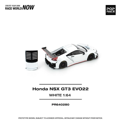 Pop Race Honda NSX GT3 EVO22 White PR640280 1/64 Diecast