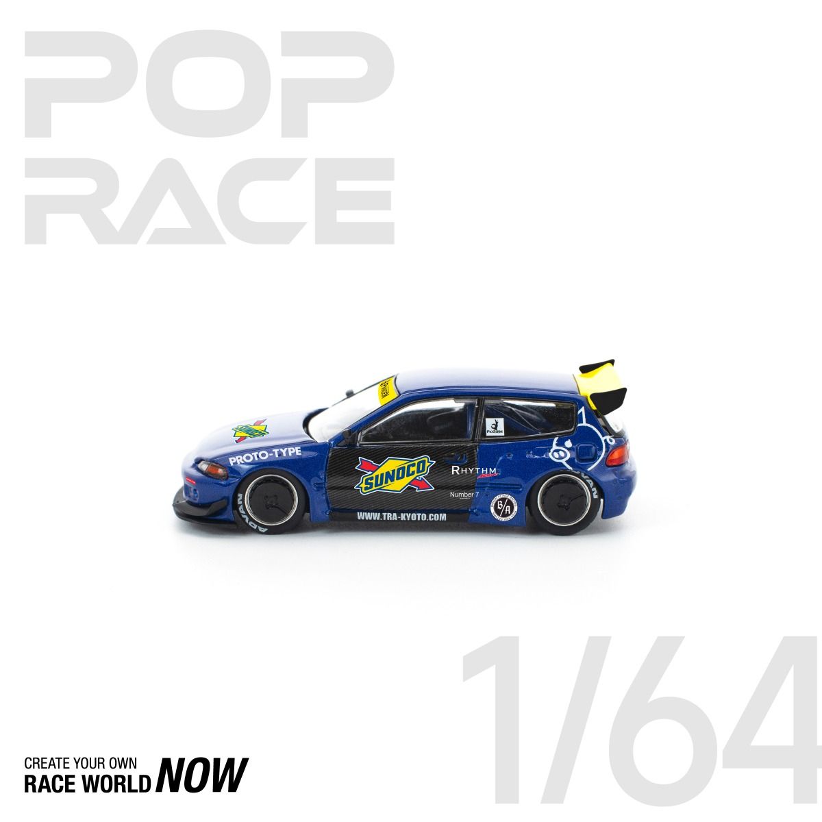 *Pre-Order* Pop Race Honda Pandem Civic EG6 Blue Black PR640365 1/64 Die Cast