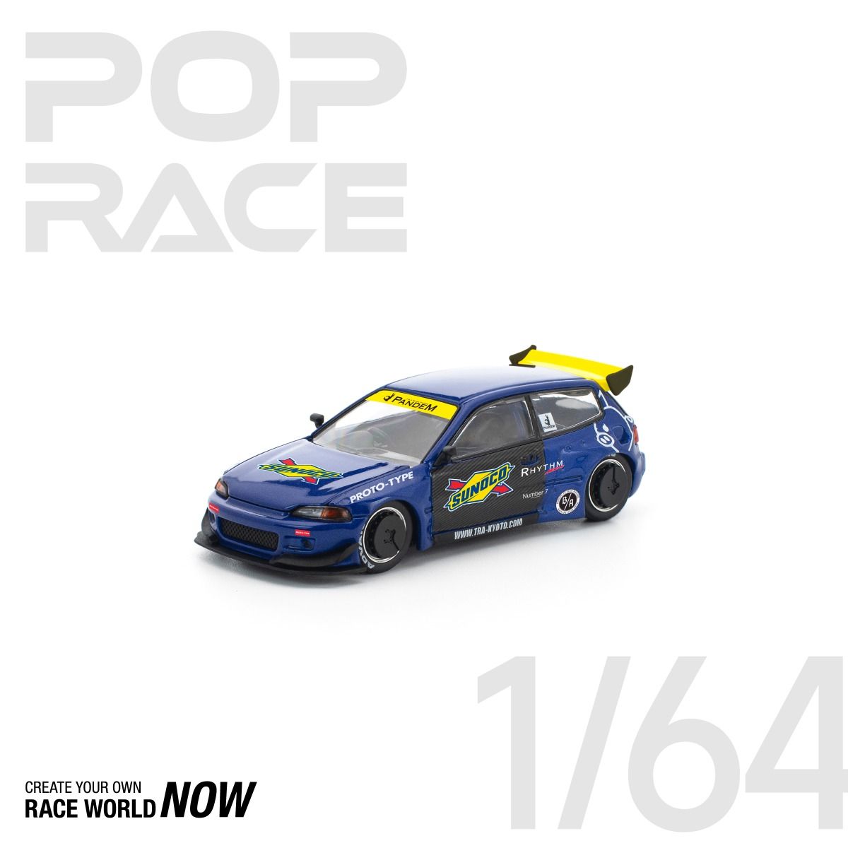 *Pre-Order* Pop Race Honda Pandem Civic EG6 Blue Black PR640365 1/64 Die Cast