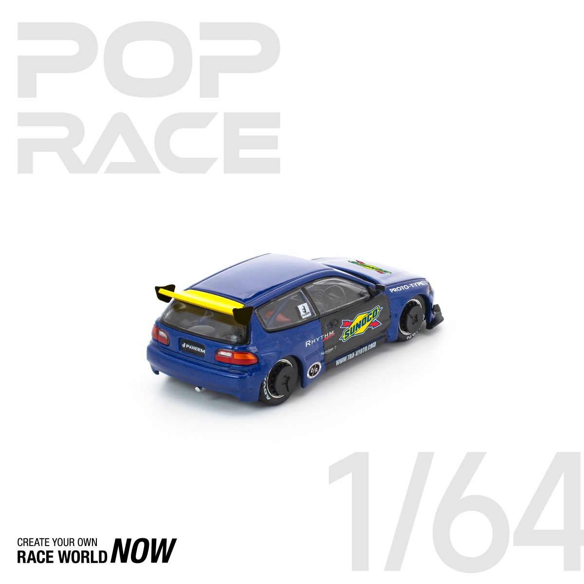 *Pre-Order* Pop Race Honda Pandem Civic EG6 Blue Black PR640365 1/64 Die Cast