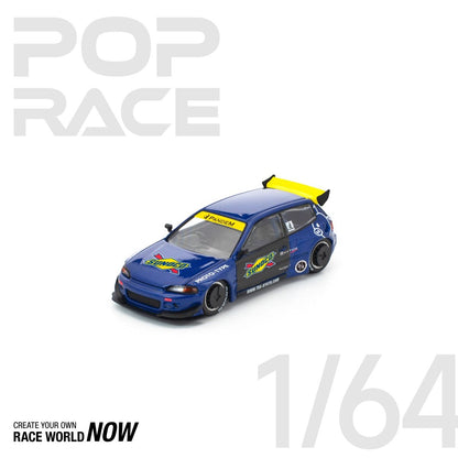 *Pre-Order* Pop Race Honda Pandem Civic EG6 Blue Black PR640365 1/64 Die Cast