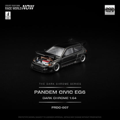 [Pre-Order] Pop Race Honda Pandem Civic EG6 Dark Chrome PRDC007 1/64 Diecast