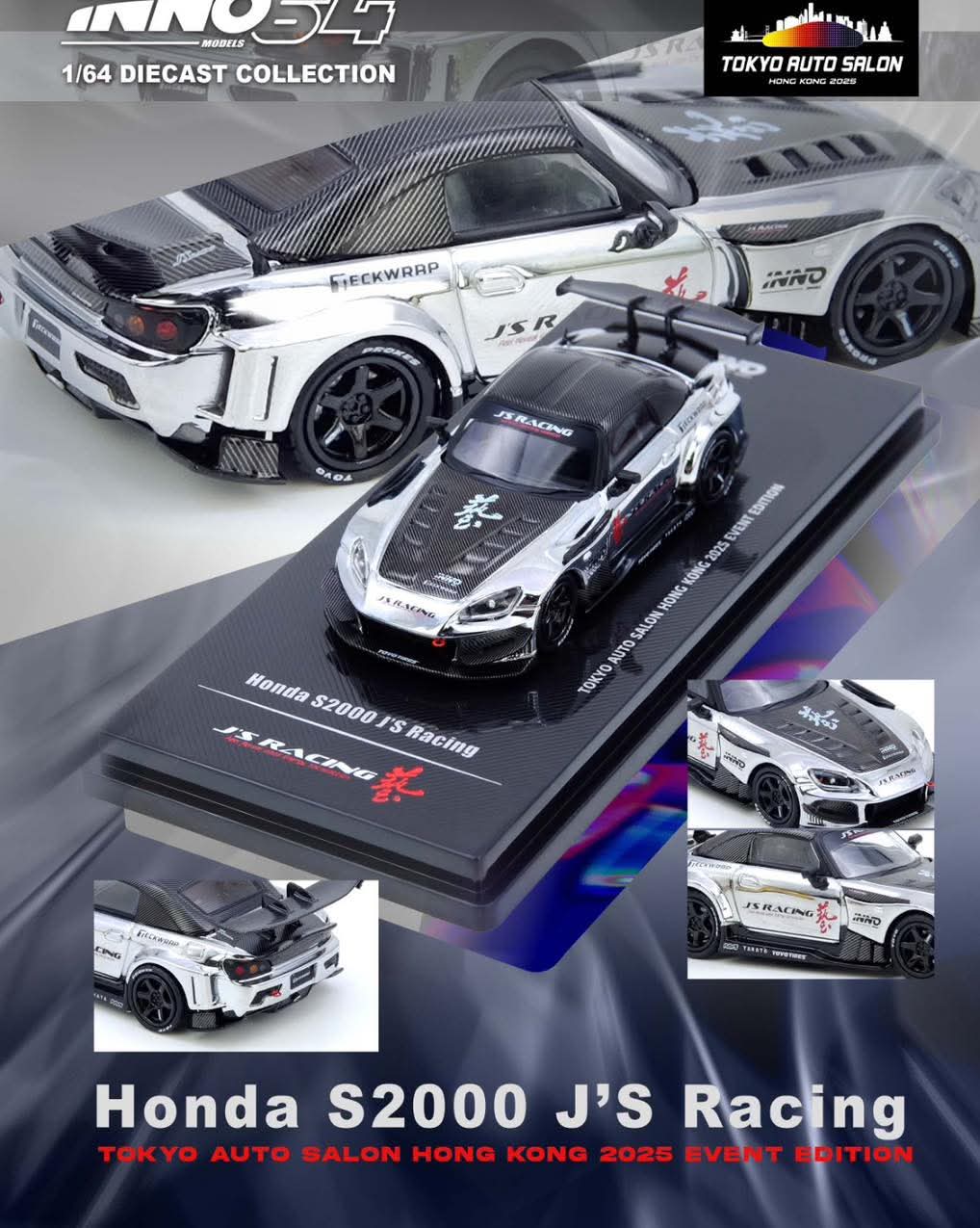 Inno64 Honda S2000 JS Racing Chrome TASHK 25 Limited Edition 1/64 Diecast