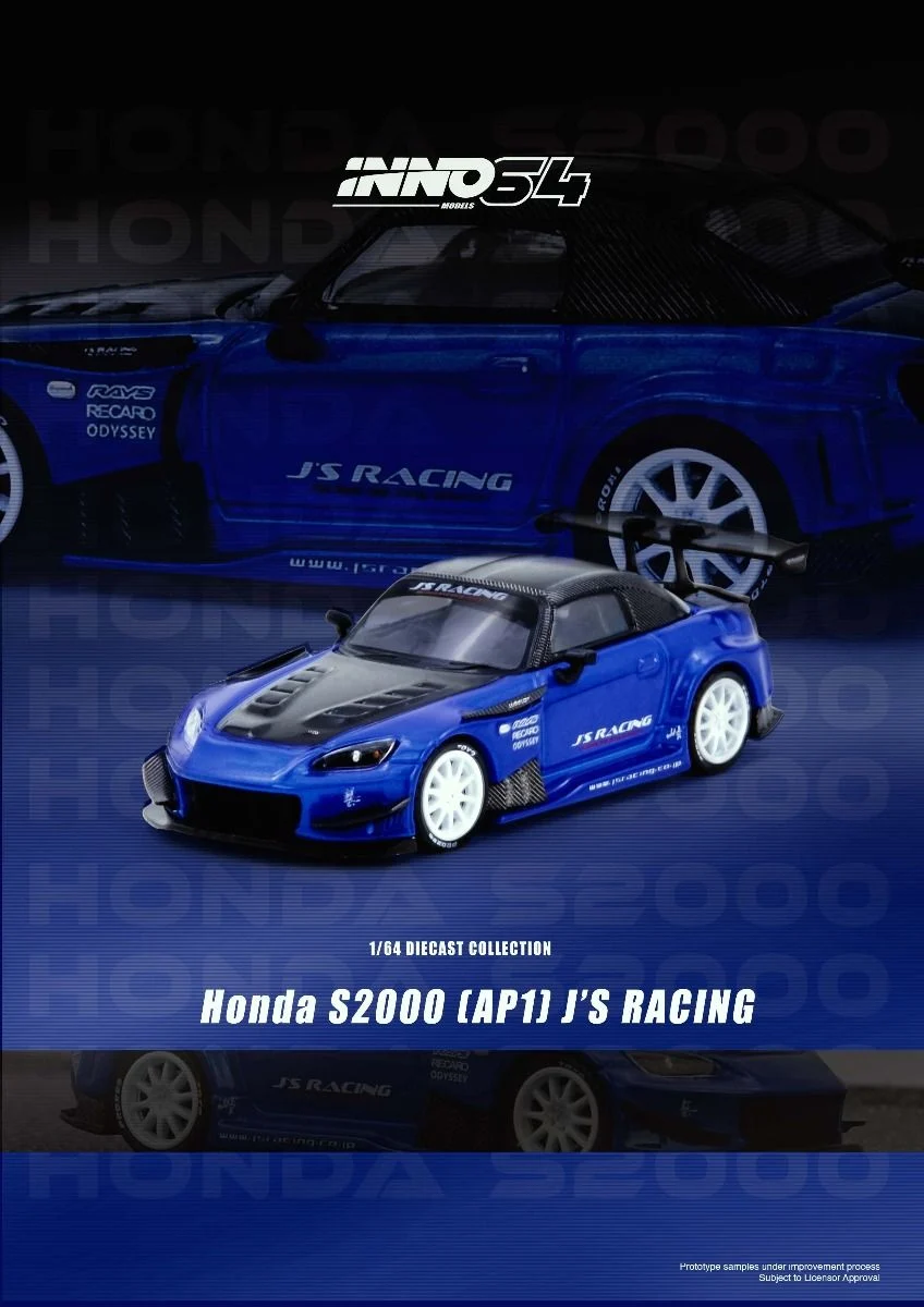 Inno64 Honda S2000 J'S Racing Blue IN64-S2000JS-BLUE 1/64 Diecast