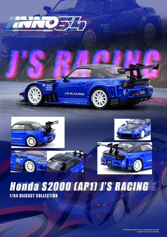 Inno64 Honda S2000 J'S Racing Blue IN64-S2000JS-BLUE 1/64 Diecast