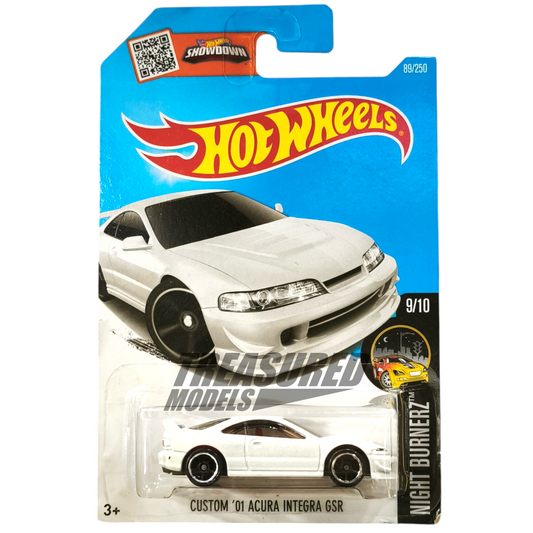 Hot Wheels Acura Custom 01 Integra GSR Pearl White 2016 Main Line Night Burnerz 1/64 Die Cast