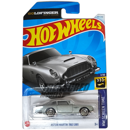 Hot Wheels Aston Martin 1963 DB5 Metalflake Silver 2024 Main Line HW Screen Time 1/64 Die Cast