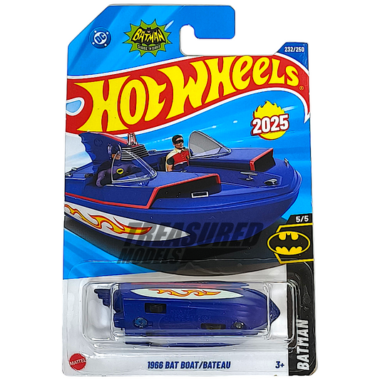 Hot Wheels Bat Boat 1966 Metalflake Dark Blue 2025 Main Line Batman 1/64 Diecast