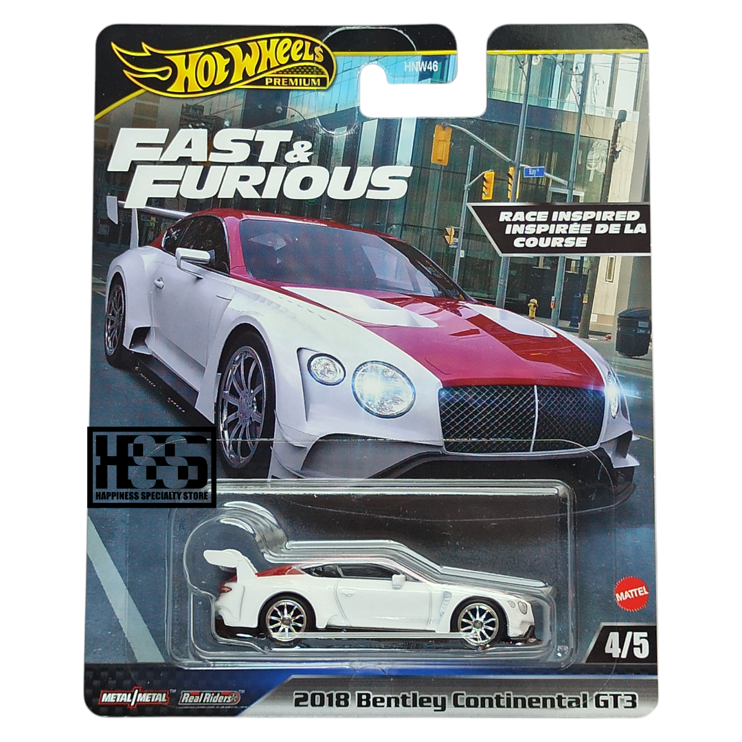 Hot Wheels Bentley 18 Continental GT3 White 2024 Premium Fast & Furious 1/64 Die Cast