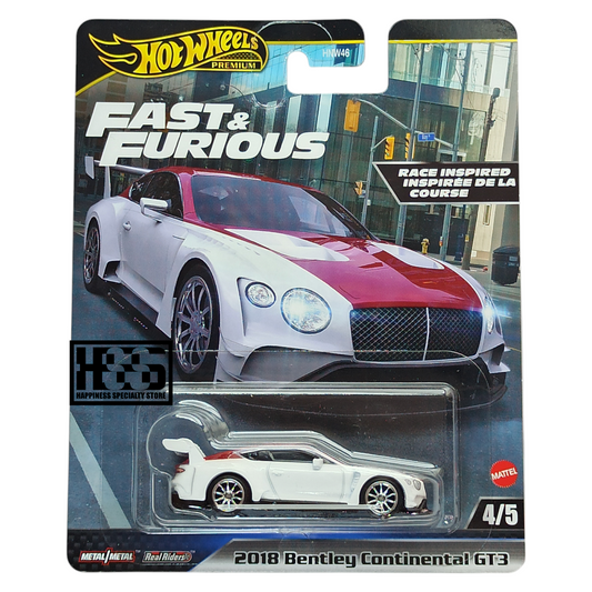 Hot Wheels Bentley 18 Continental GT3 White 2024 Premium Fast & Furious 1/64 Die Cast