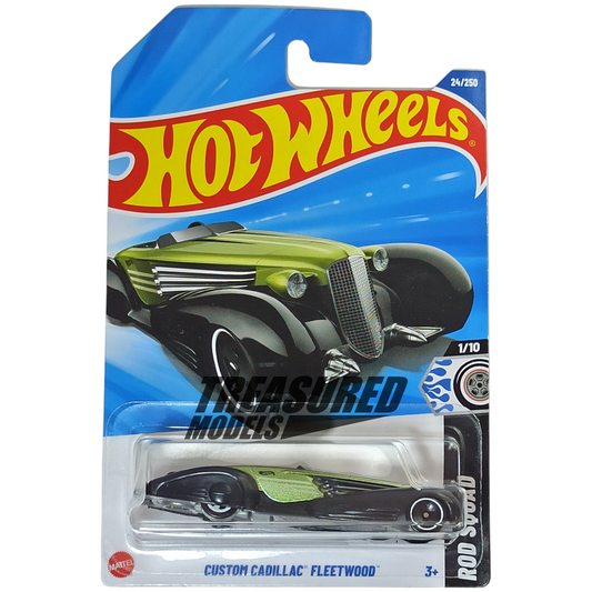 Hot Wheels Cadillac Custom Fleetwood Metalflake Green 2025 Main Line Rod Squad 1/64 Die Cast
