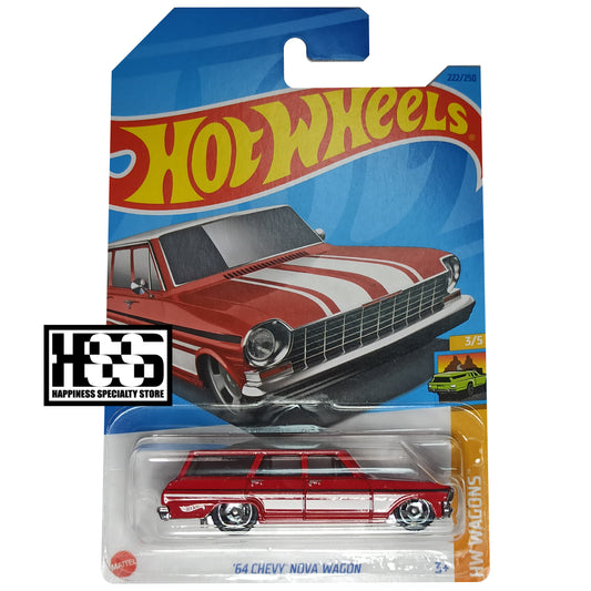 Hot Wheels Chevrolet 64 Nova Wagon Red 2023 HW Wagons 1/64 Diecast