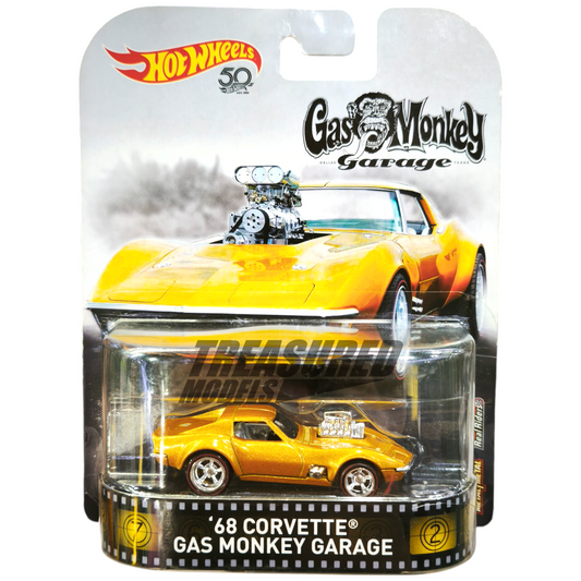 Hot Wheels Chevrolet 68 Corvette Gas Monkey Garage Metalflake Gold 2018 Premium Replica Entertainment 1/64 Die Cast