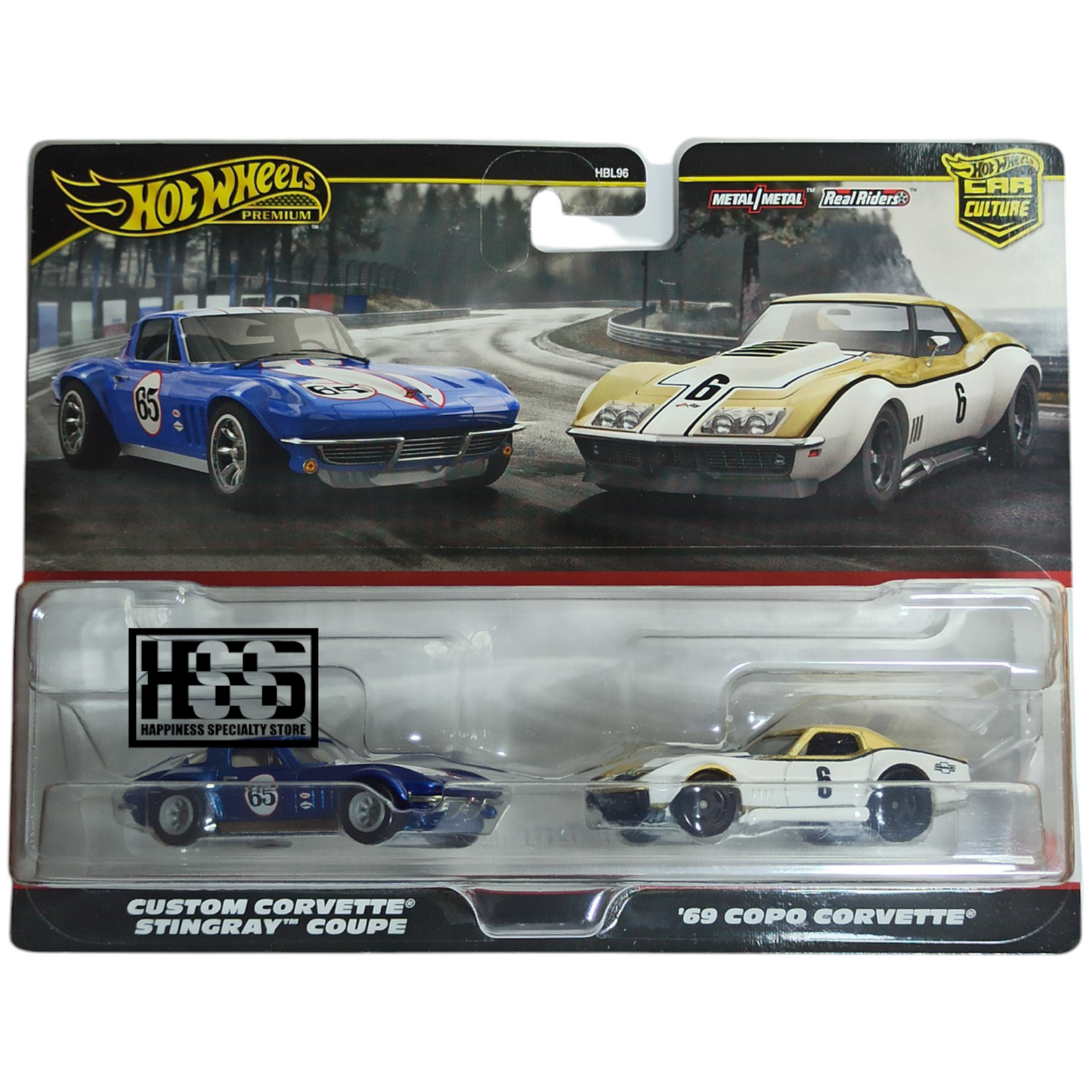 Hot Wheels Corvette Custom Stingray Coupe Blue 69 Copo  White 2024 Mix 3 Premium Car Culture 2-Packs 1/64 Die Cast