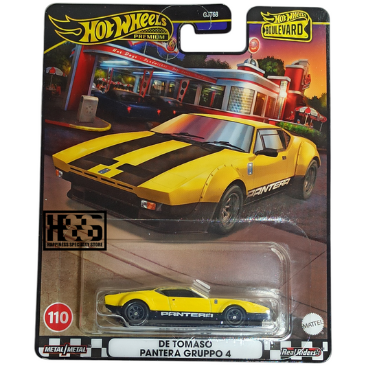 Hot Wheels De Tomaso Pantera Gruppo 4 Yellow 2024 Premium Boulevard 110 1/64 Die Cast