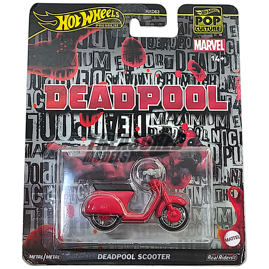 Hot Wheels Deadpool Scooter Red 2025 Premium Pop Culture 1/64 Diecast