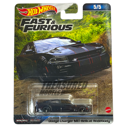 Hot Wheels Dodge Charger SRT Hellcat Widebody Gloss Black Clearcoat 2023 Premium Fast & Furious 1/64 Die Cast