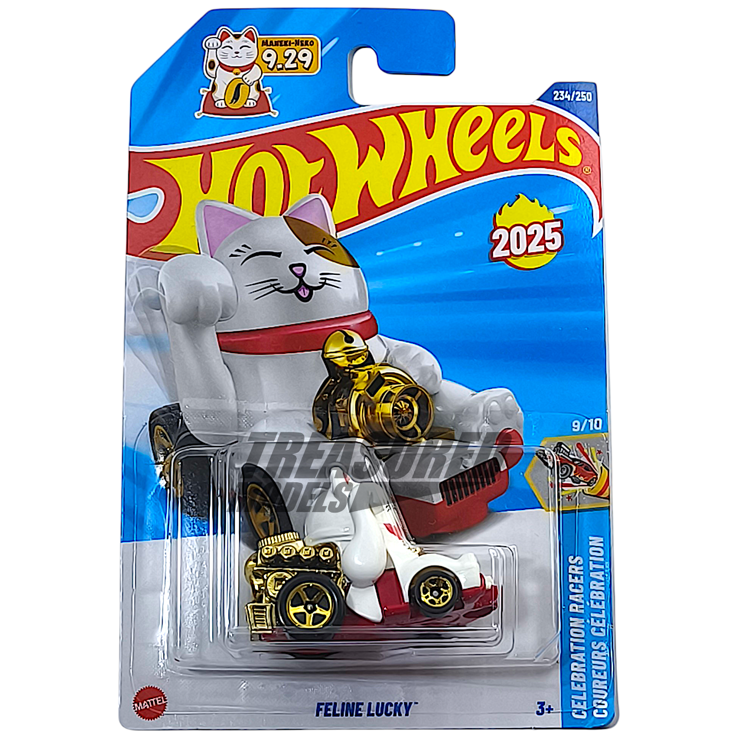 Hot Wheels Feline Lucky White 2025 Main Line HW Celebration Racers 1/64 Diecast