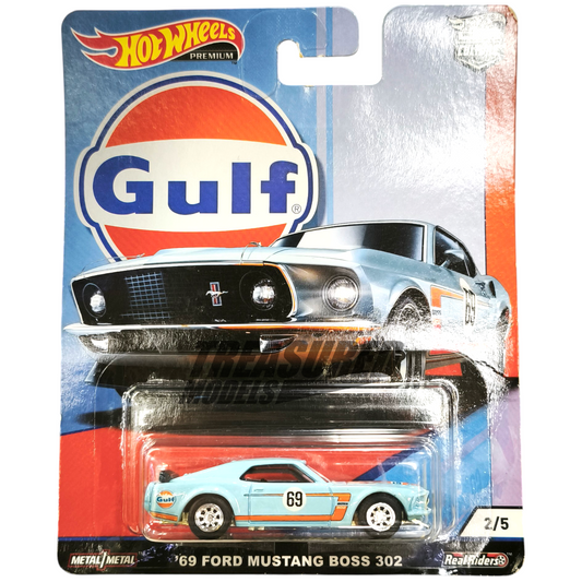 Hot Wheels Ford 69 Mustang Boss 302 Gulf Racing Blue 2019 Premium Car Culture 1/64 Die Cast