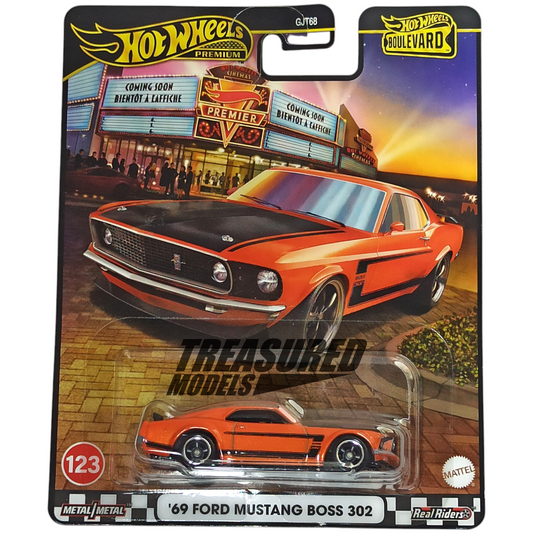 Hot Wheels Ford 69 Mustang Boss 302 Orange Premium Boulevard 1/64 Die Cast