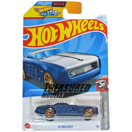 Hot Wheels Hi-Roller II Metalflake Navy Blue 2024 Main Line HW Rolling Metal 1/64 Die Cast