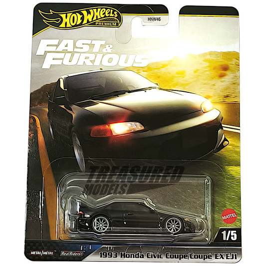 Hot Wheels Honda 1993 Civic Coupe EX EJ1 Black 2025 Premium Fast & Furious 1/64 Diecast