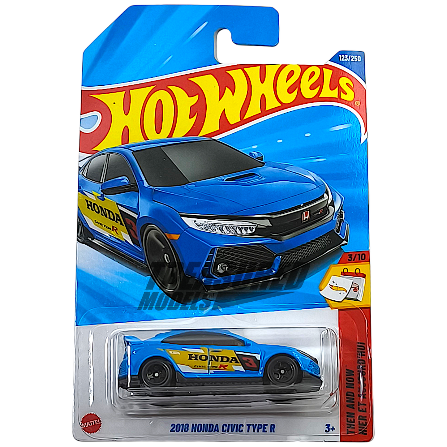 Hot Wheels Honda 2018 Civic Type R Boost Blue 2025 Main Line Then and Now 1/64 Diecast