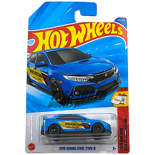 Hot Wheels Honda 2018 Civic Type R Boost Blue 2025 Main Line Then and Now 1/64 Diecast