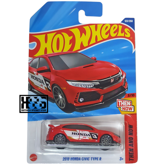Hot Wheels Honda 2018 Civic Type R Rallye Red 2025 Main Line Then and Now 1/64 Die Cast