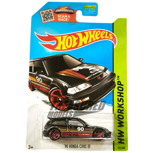 Hot Wheels Honda 90 Civic EF Metalflake Black 2015 Main Line HW Workshop 1/64 Die Cast