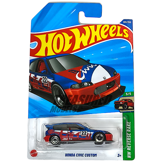Hot Wheels Honda Civic Custom Metalflake Blue 2025 Main Line HW Reverse Rake 1/64 Diecast